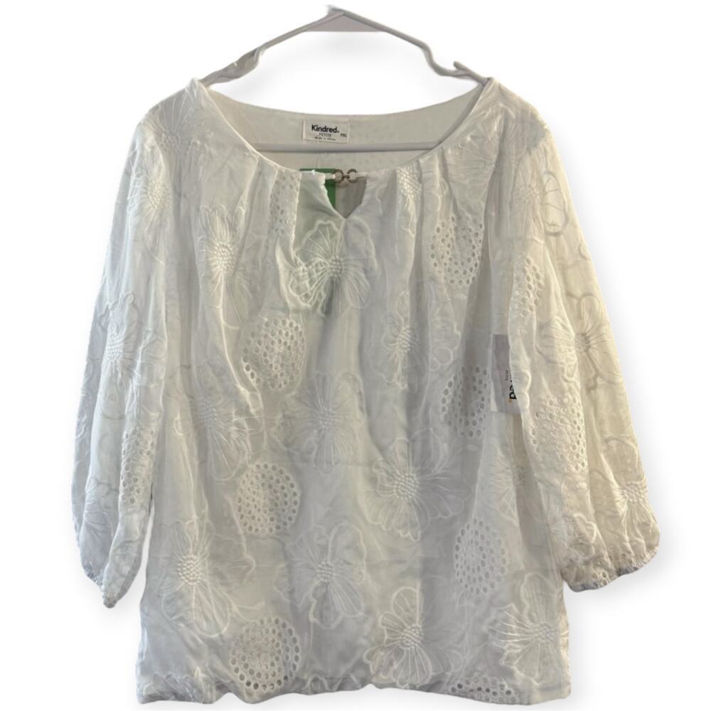 NWT Anthropologie Kindred Embroidered Floral Peasant Blouse Tunic Size XL Petite
